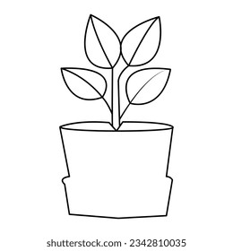 
Continuous one line drawing of home plant in a pot tree vector illustration
