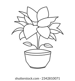 
Dibujo continuo de una línea de la planta doméstica en una ilustración vectorial del árbol de la olla