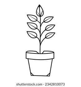 
Continuous one line drawing of home plant in a pot tree vector illustration