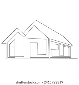 Continuous one line drawing of home line art drawing vector illustration 