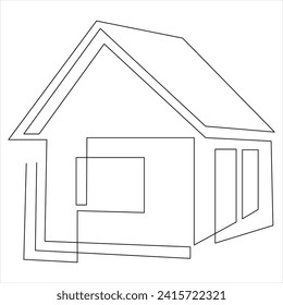 Continuous one line drawing of home line art drawing vector illustration 