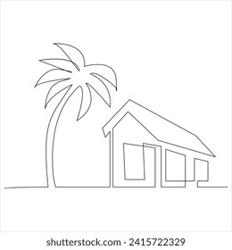 Continuous one line drawing of home line art drawing vector illustration 