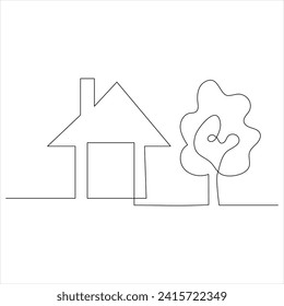 Continuous one line drawing of home line art drawing vector illustration 