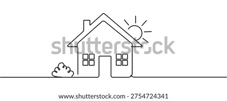 Continuous One Line Drawing of Home Icon. Editable stroke