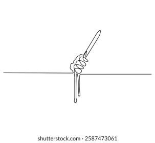 Continuous one line drawing of honey drips. Single line drawing illustration of fresh honey drips from a spoon. Honey concept vector art. Doodle line illustration.