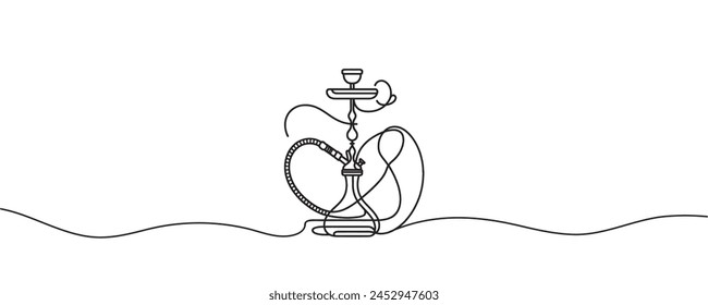 Continuous one line drawing of hookah, tobacco smoking equiptment. simple sheesha outline vector illustration