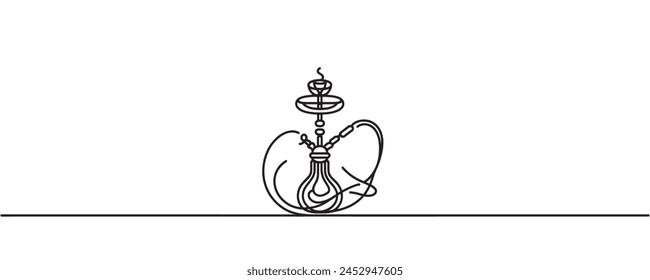 Continuous one line drawing of hookah, tobacco smoking equiptment. simple sheesha outline vector illustration