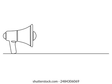 Continuous one line drawing of horn speaker signs and symbol for announcement and employee hiring vector illustration 