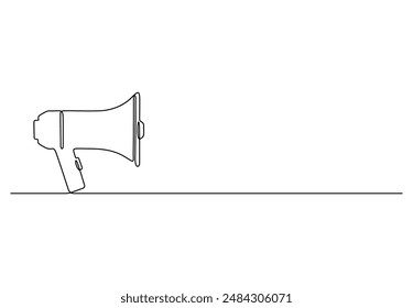 Continuous one line drawing of horn speaker signs and symbol for announcement and employee hiring vector illustration 