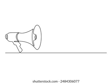 Continuous one line drawing of horn speaker signs and symbol for announcement and employee hiring vector illustration 