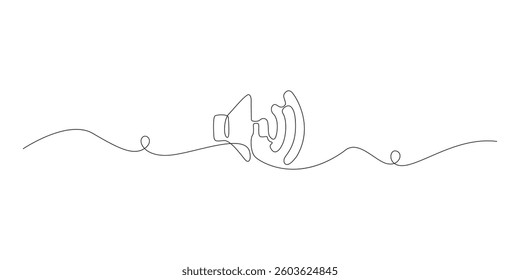 Continuous one line drawing of horn speaker signs and symbol for announcement and employee hiring vector pro