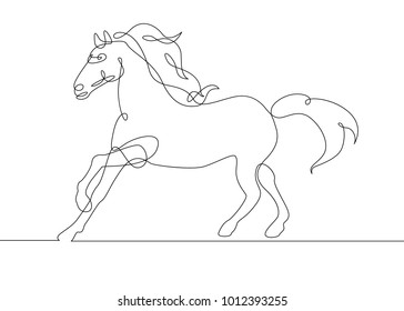 Continuous one line drawing horse
