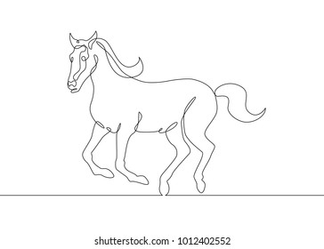 Continuous one line drawing horse