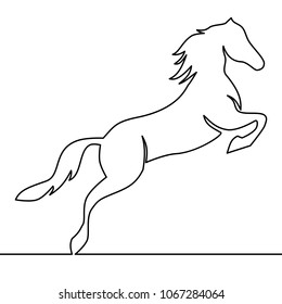 Continuous one line drawing. Horse logo. Black and white vector illustration