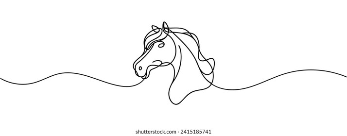 Continuous one line drawing of a horse isolated