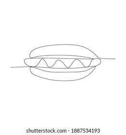 Continuous one line drawing of a hotdog