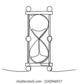 Continuous one line drawing of hourglass. Passing time, deadline concept. Vector illustration	
