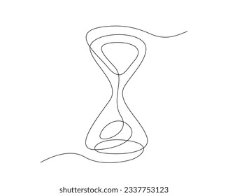 Continuous one line drawing of hourglass . Sand glass timer line art vector illustration. Editable stroke.	