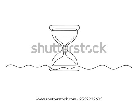 Continuous one line drawing of hourglass illustration time management business deadline concept simple linear style vector illustration