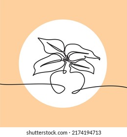 Continuous one Line drawing of house plants in pot with circular frame. Suitable for home decoration such as posters, wall art, tote bags or t-shirt prints, stickers, mobile cases.
Vector illustration