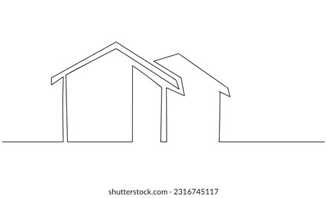 Kontinuierliche Zeichnung einer Linie des Hauses. Vektorgrafik.