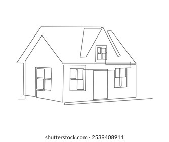 continuous one line drawing of House family 