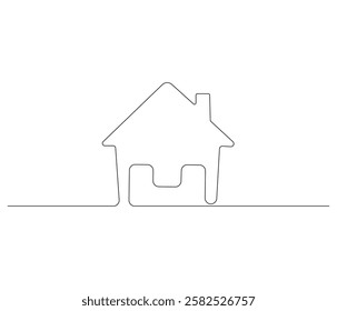 Continuous one line drawing of house. Single line drawing illustration of dream house. Architecture home concept vector art. Doodle line illustration.