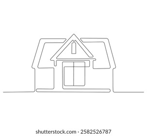 Continuous one line drawing of house. Single line drawing illustration of dream house. Architecture home concept vector art. Doodle line illustration.