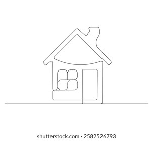 Continuous one line drawing of house. Single line drawing illustration of dream house. Architecture home concept vector art. Doodle line illustration.