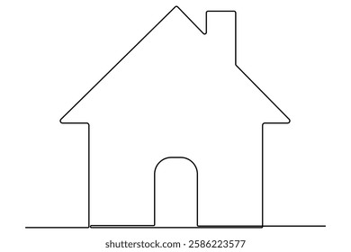 Continuous one line drawing House concept art illustration of white background
