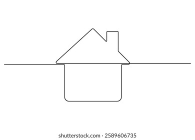 Continuous one line drawing House concept art illustration of white background
