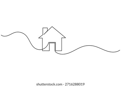 Continuous One Line Drawing of a House for Real Estate Concept