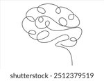 Continuous one line drawing of human brain. Hand drawn minimalism style. brain line art vector illustration