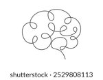 Continuous one line drawing of human brain line art vector illustration