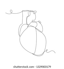 Continuous One Line Drawing. Human Heart. Linear Style