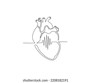 Continuous One Line Drawing Human Heart Stock Vector (Royalty Free ...