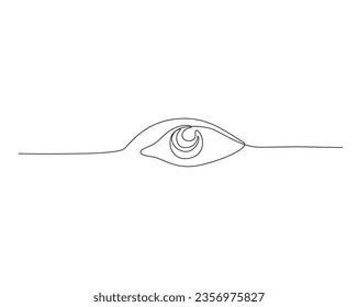 Continuous one line drawing of human eye. Visual concept , human eye outline vector illustration. Editable stroke.