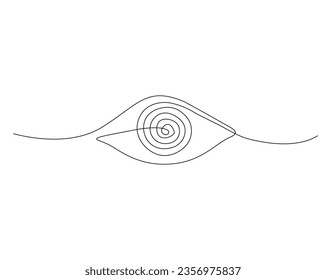 Continuous one line drawing of human eye. Visual concept , human eye outline vector illustration. Editable stroke.