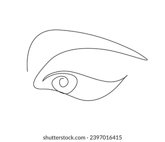 Continuous one line drawing of human eye. Woman eye outline vector illustration. Editable stroke.