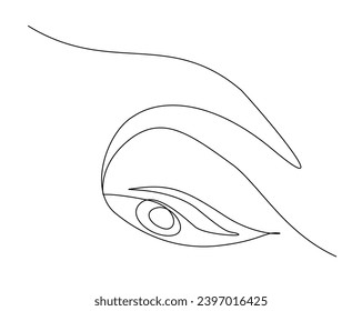 Continuous one line drawing of human eye. Woman eye outline vector illustration. Editable stroke.