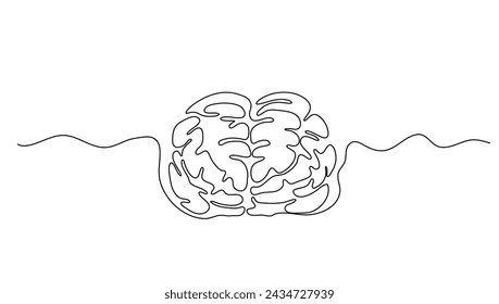Kontinuierliche Ein-Linien-Zeichnung des menschlichen Gehirns. Brain line Kunst Vektor Illustration, Psychologie, Kreativität Idee und Intelligenz Konzept. Bearbeitbare Vektorgrafik für Strich	
