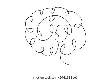 Continuous one line drawing of human brain. Hand drawn minimalism style. brain line art vector illustration