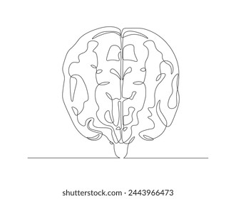 Continuous one line drawing of human brain. One line of brain. Organ concept continuous line art. Editable outline.