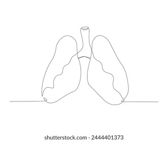 Continuous one line drawing of human lungs. One line of anatomical human lungs. Medical internal concept continuous line art. Editable outline.