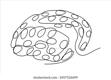 
Continuous one line drawing of human brain. Hand drawn minimalism style. brain line art vector illustration