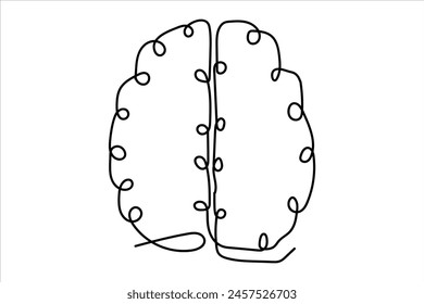 
Continuous one line drawing of human brain. Hand drawn minimalism style. brain line art vector illustration