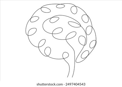 Continuous one line drawing of human brain. Hand drawn minimalism style. brain line art vector illustration