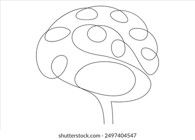 Continuous one line drawing of human brain. Hand drawn minimalism style. brain line art vector illustration