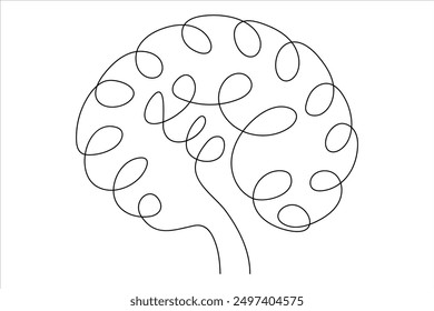 Continuous one line drawing of human brain. Hand drawn minimalism style. brain line art vector illustration