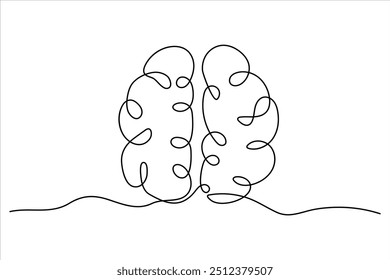 Continuous one line drawing of human brain. Hand drawn minimalism style. brain line art vector illustration